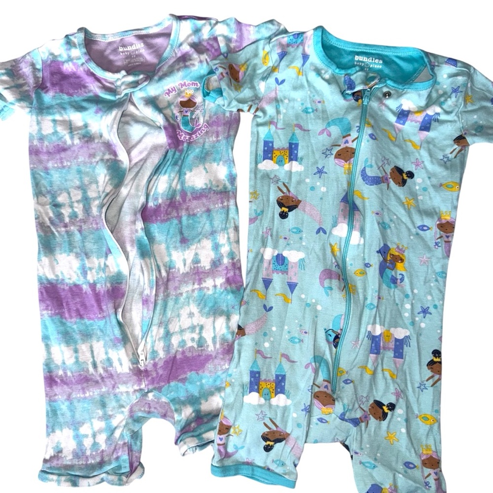 Bundles Baby Zip-Up pajama Rompers Set of 2 short sleeve shorts size 5T